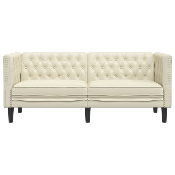 Chesterfield Sofa 2-Sitzer Creme Kunstleder