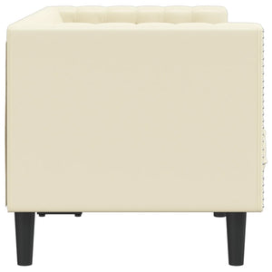 Chesterfield Sofa 2-Sitzer Creme Kunstleder