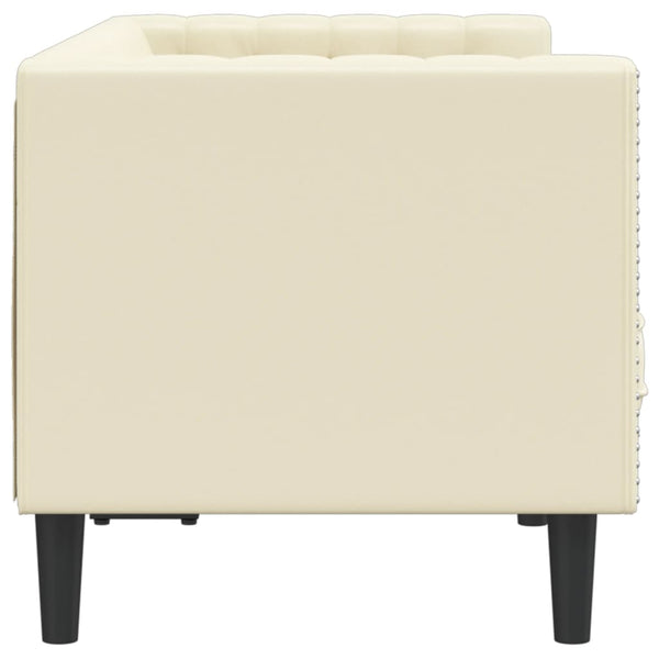 Chesterfield Sofa 2-Sitzer Creme Kunstleder