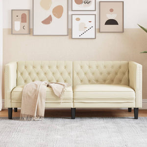 Chesterfield Sofa 2-Sitzer Creme Kunstleder