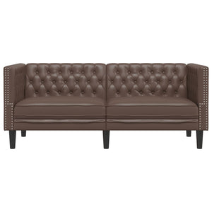 Chesterfield Sofa 2-Sitzer Braun Kunstleder