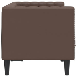 Chesterfield Sofa 2-Sitzer Braun Kunstleder