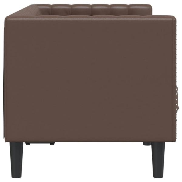 Chesterfield Sofa 2-Sitzer Braun Kunstleder