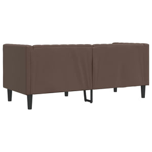Chesterfield Sofa 2-Sitzer Braun Kunstleder