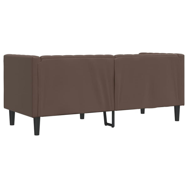 Chesterfield Sofa 2-Sitzer Braun Kunstleder