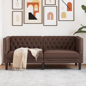 Chesterfield Sofa 2-Sitzer Braun Kunstleder