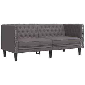 vidaXL Canapé Chesterfield 2 places gris similicuir