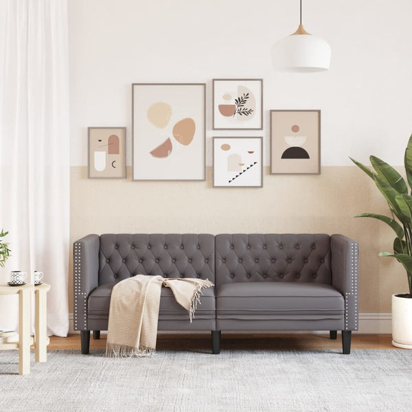 vidaXL Canapé Chesterfield 2 places gris similicuir