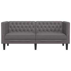 vidaXL Canapé Chesterfield 2 places gris similicuir