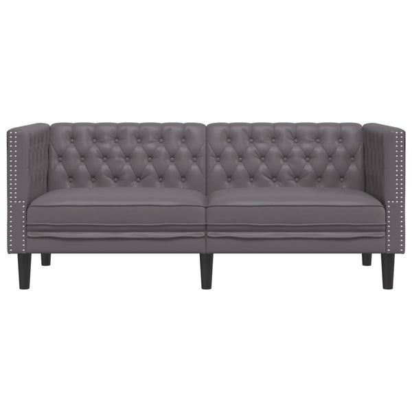 vidaXL Canapé Chesterfield 2 places gris similicuir