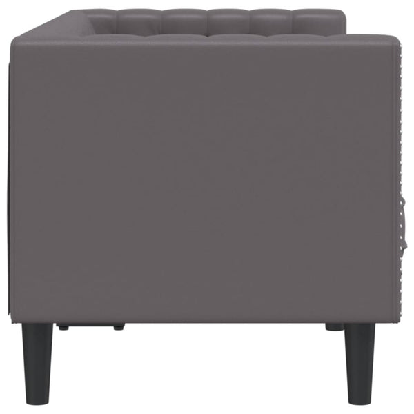 vidaXL Canapé Chesterfield 2 places gris similicuir