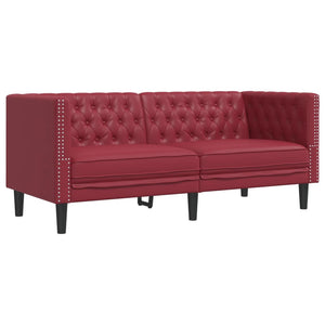 vidaXL Canapé Chesterfield 2 places en similicuir bordeaux