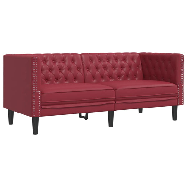 vidaXL Canapé Chesterfield 2 places en similicuir bordeaux