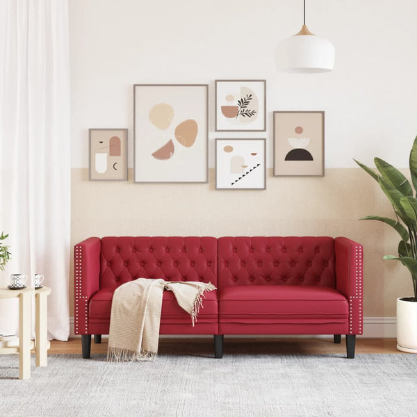 vidaXL Canapé Chesterfield 2 places en similicuir bordeaux