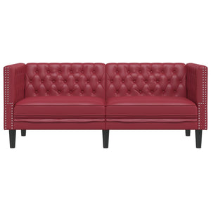 vidaXL Canapé Chesterfield 2 places en similicuir bordeaux