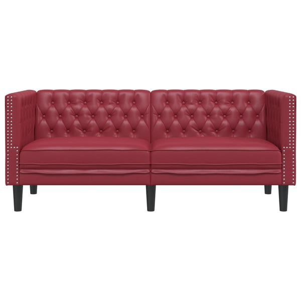 vidaXL Canapé Chesterfield 2 places en similicuir bordeaux