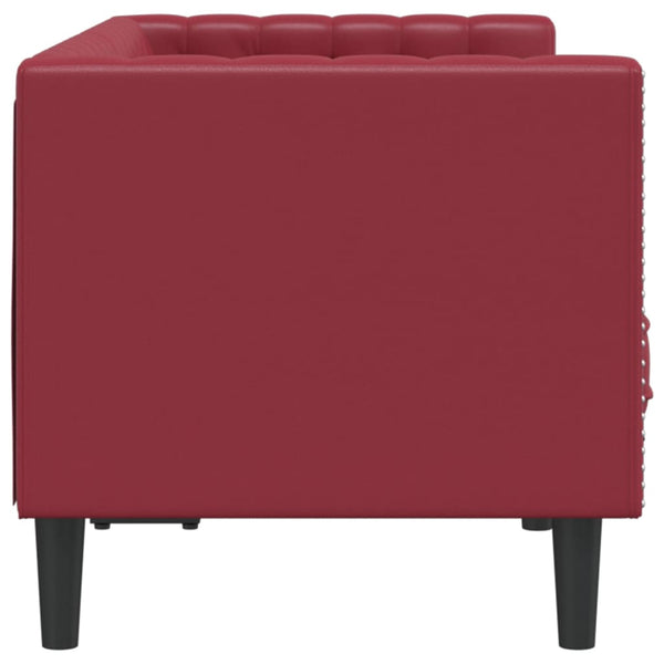 vidaXL Canapé Chesterfield 2 places en similicuir bordeaux