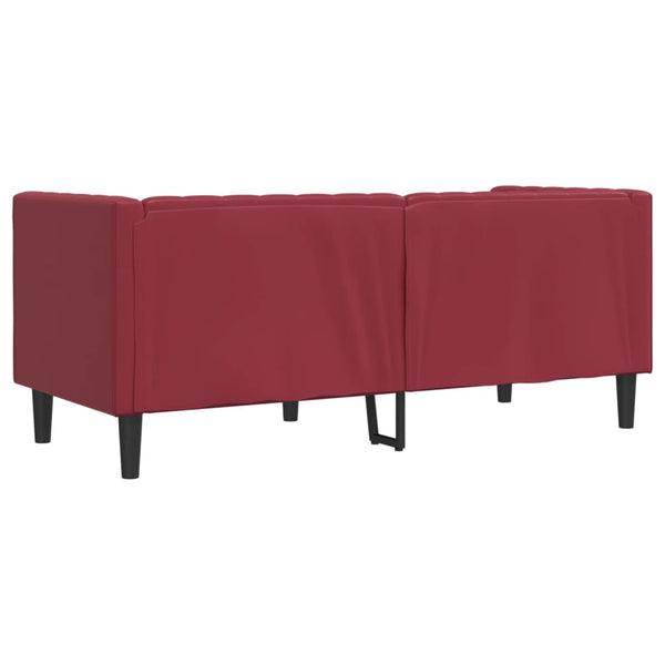 vidaXL Canapé Chesterfield 2 places en similicuir bordeaux