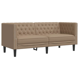 vidaXL Canapé Chesterfield 2 places en similicuir cappuccino