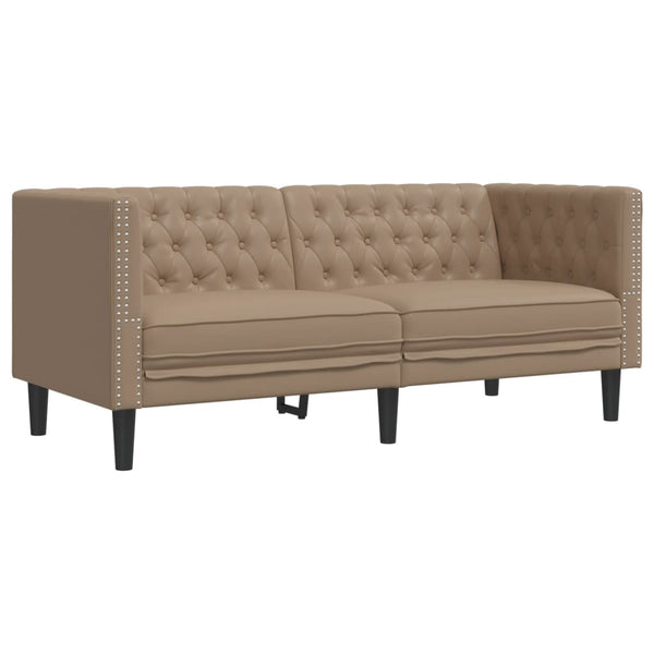 vidaXL Canapé Chesterfield 2 places en similicuir cappuccino