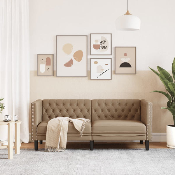 vidaXL Canapé Chesterfield 2 places en similicuir cappuccino