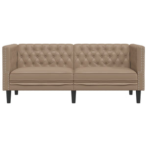 vidaXL Canapé Chesterfield 2 places en similicuir cappuccino