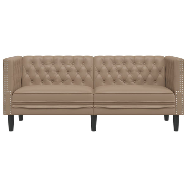 vidaXL Canapé Chesterfield 2 places en similicuir cappuccino