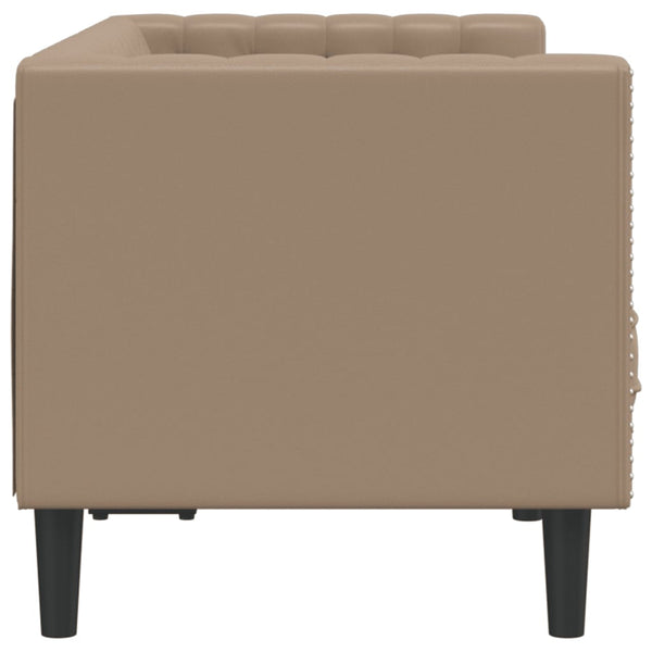 vidaXL Canapé Chesterfield 2 places en similicuir cappuccino