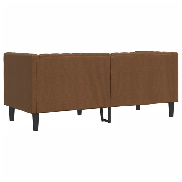 Chesterfield Sofa 2-Sitzer Braun Kunstleder Wildleder-Optik