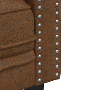 Chesterfield Sofa 2-Sitzer Braun Kunstleder Wildleder-Optik