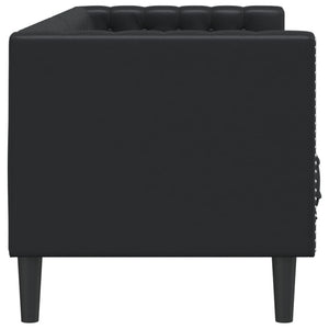 Chesterfield Sofa 3-Sitzer Kunstleder Schwarz