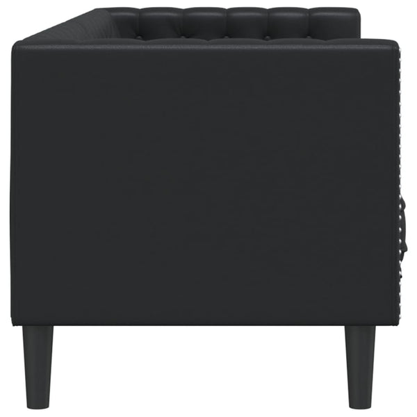 Chesterfield Sofa 3-Sitzer Kunstleder Schwarz