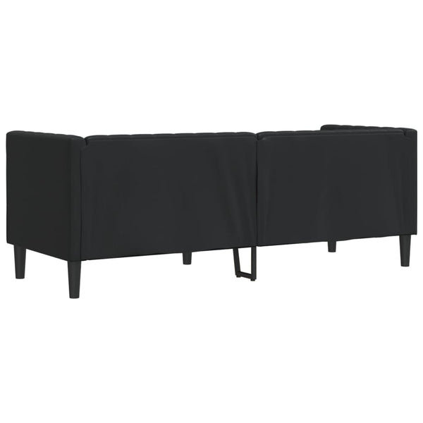 Chesterfield Sofa 3-Sitzer Kunstleder Schwarz