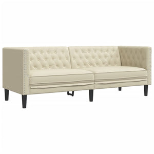 vidaXL Canapé Chesterfield 3 places en similicuir crème