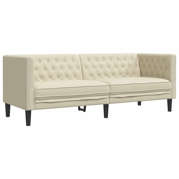 vidaXL Canapé Chesterfield 3 places en similicuir crème