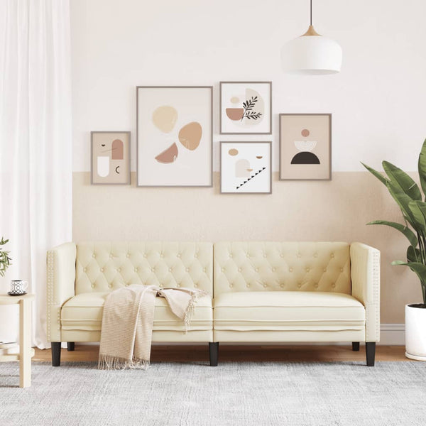 vidaXL Canapé Chesterfield 3 places en similicuir crème