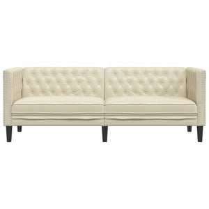 vidaXL Canapé Chesterfield 3 places en similicuir crème