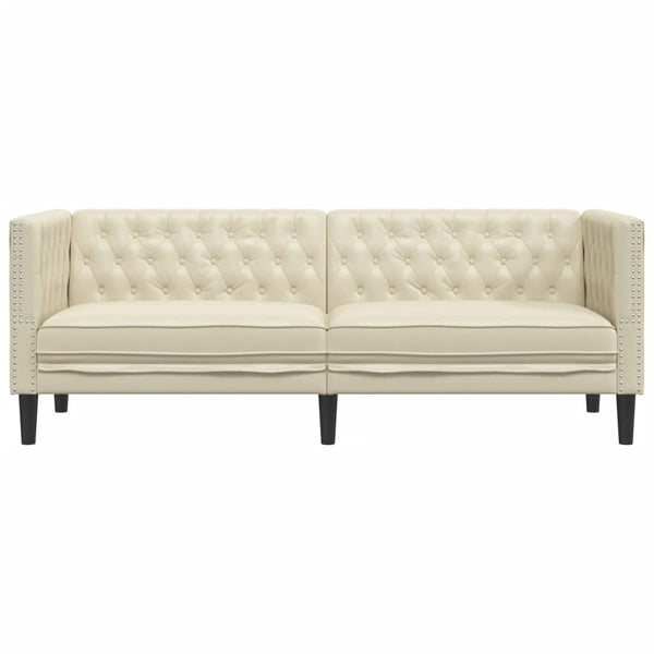 vidaXL Canapé Chesterfield 3 places en similicuir crème