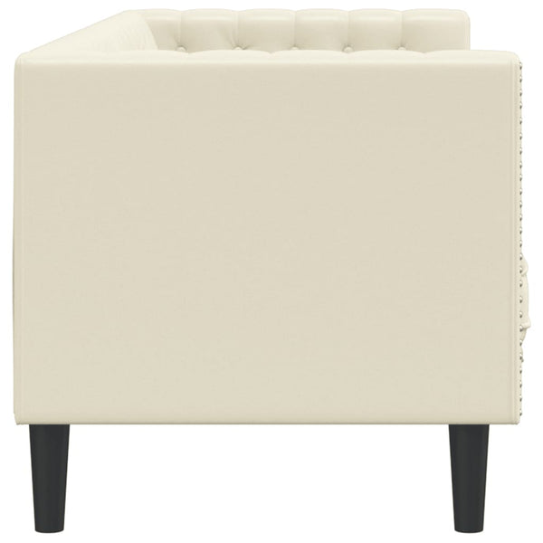 vidaXL Canapé Chesterfield 3 places en similicuir crème