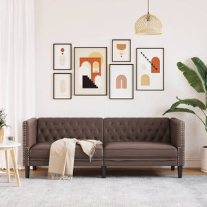 vidaXL Canapé Chesterfield 3 places en similicuir marron