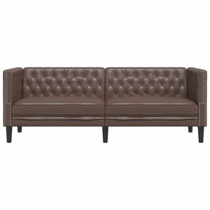 vidaXL Canapé Chesterfield 3 places en similicuir marron