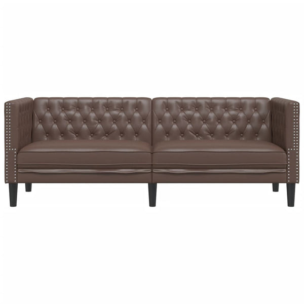 vidaXL Canapé Chesterfield 3 places en similicuir marron