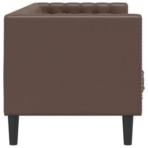 vidaXL Canapé Chesterfield 3 places en similicuir marron