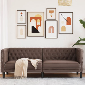 vidaXL Canapé Chesterfield 3 places en similicuir marron