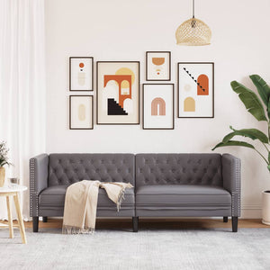 Chesterfield Sofa 3-Sitzer Grau Kunstleder