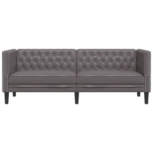 Chesterfield Sofa 3-Sitzer Grau Kunstleder