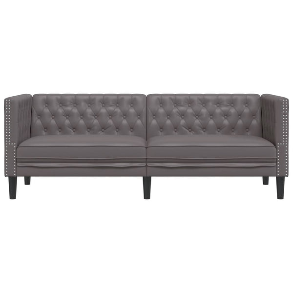Chesterfield Sofa 3-Sitzer Grau Kunstleder