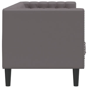 Chesterfield Sofa 3-Sitzer Grau Kunstleder