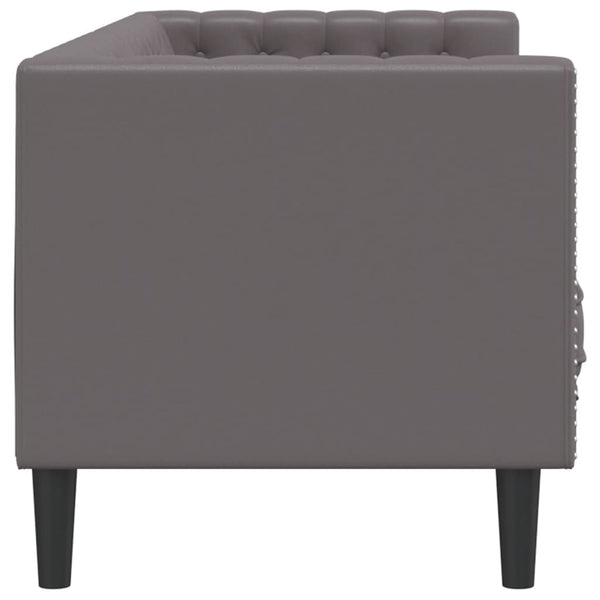 Chesterfield Sofa 3-Sitzer Grau Kunstleder