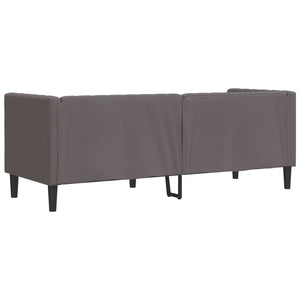 Chesterfield Sofa 3-Sitzer Grau Kunstleder